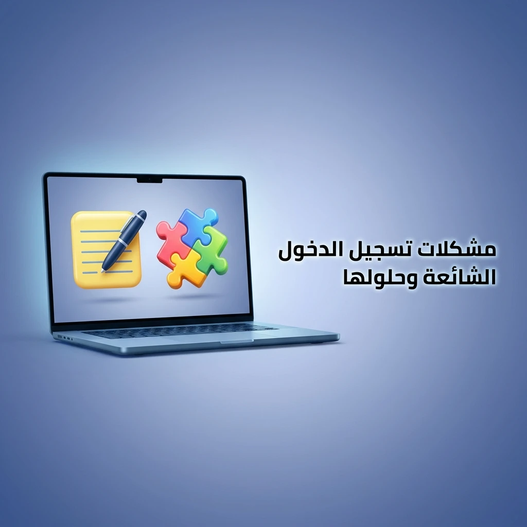 جدول يوضح مشكلات تسجيل الدخول الشائعة وحلولها مثل نسيان كلمة المرور وعدم استلام رمز التحقق