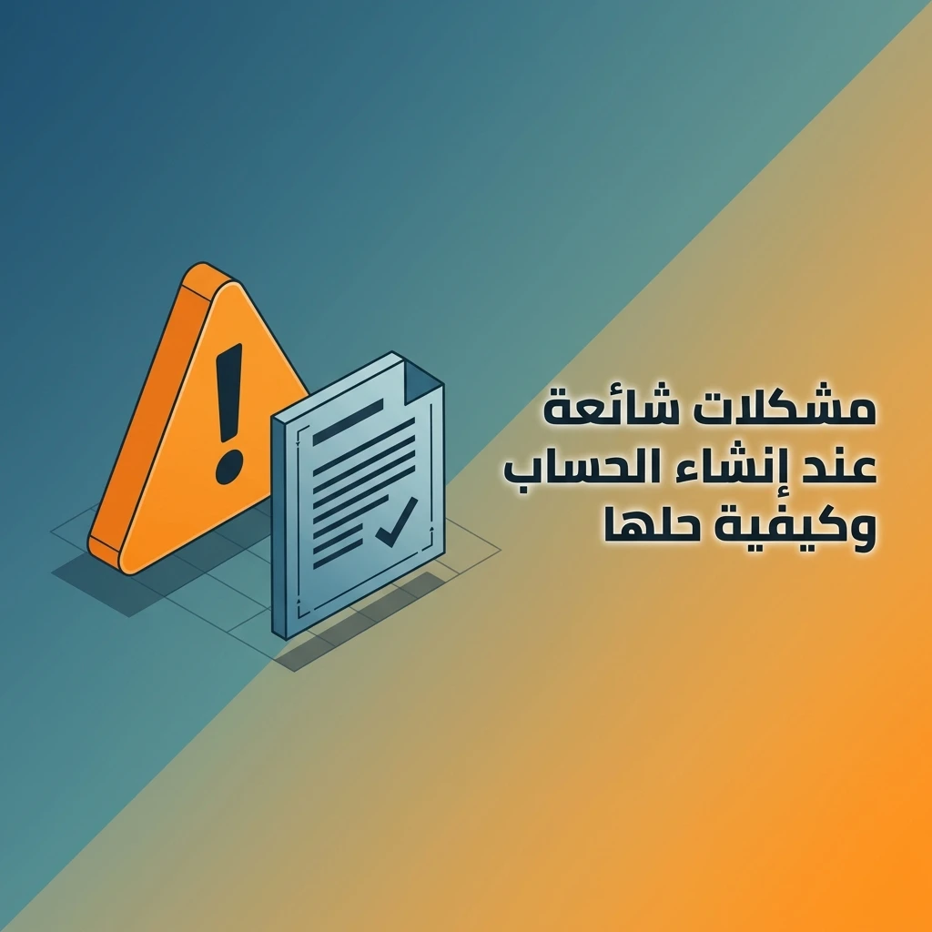 مشكلات شائعة عند إنشاء الحساب وحلولها مثل البريد المكرر ورفض الوثائق وأخطاء التسجيل